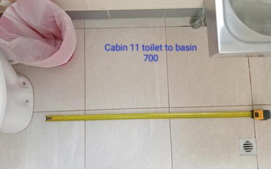 Accessible Cabin toilet to basin measurement - 700mm